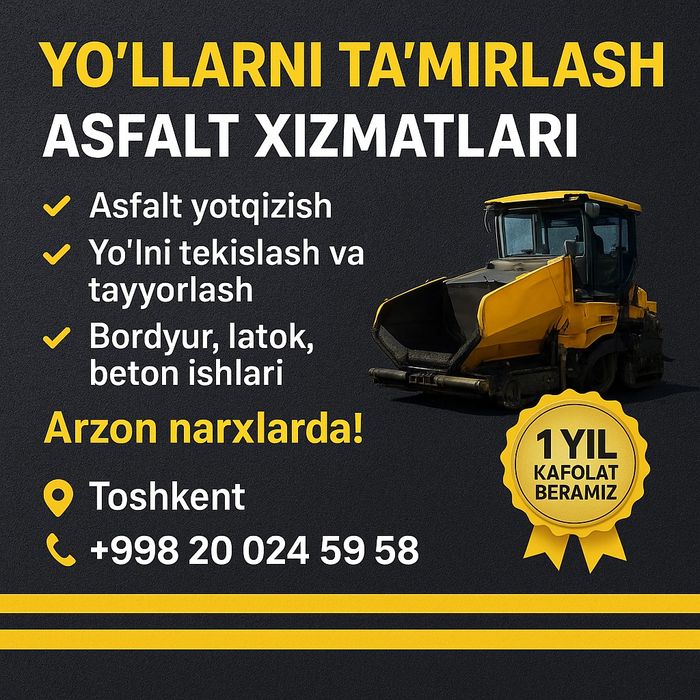 Asfalt xizmati arzon narxlarda
