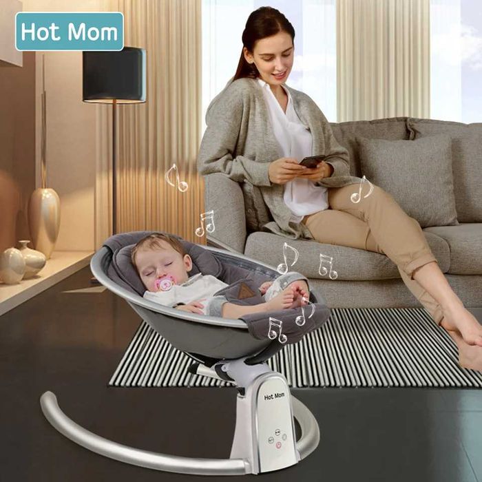 Leagan electric copii, Bluetooth, Temporizator,5 viteze, Hot Mom, Grey