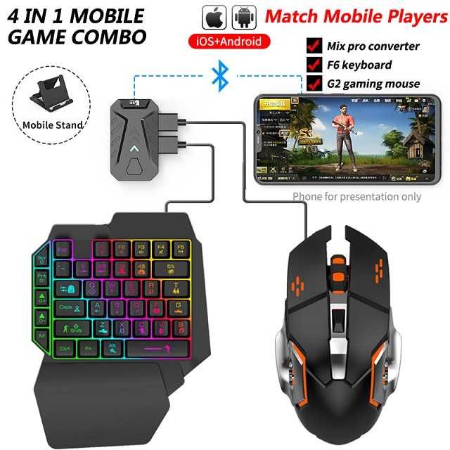 Комплект 4 в 1 GAME COMBO PACK, iOS, Android, USB, Bluetooth