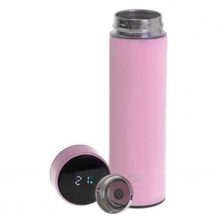 Смарт термос с термометър, с инфузерна цедка, 500 ml, черен, розов.