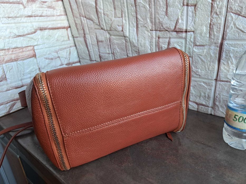 дамска чанта, кафява кожена-естествена кожа,