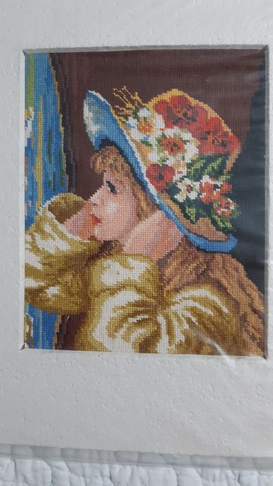 Goblen lucrat manual,  Fata la oglindă