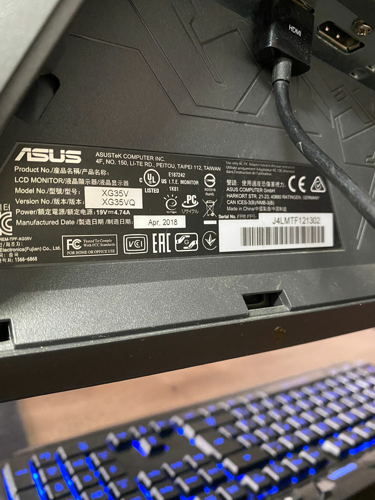 Монитор игровой изогнутый 35″ ASUS ROG STRIX XG35V