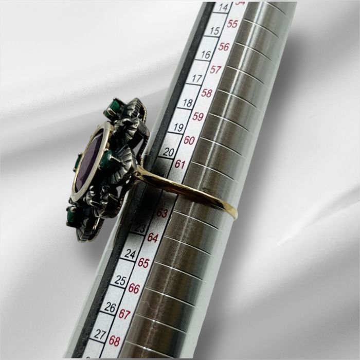 винтидж пръстен със златен ринг 14 к и сребро