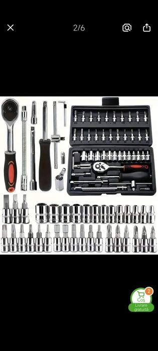 Trusă reparații scule 46 piese Crichet 1/4 tubulare torx