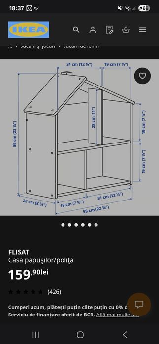 Pat reversibil Kura __CADOU căsuță papusi Flisat ikea