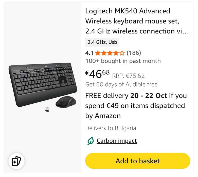 Клавиатура с мишка Logitech Advanced MK540