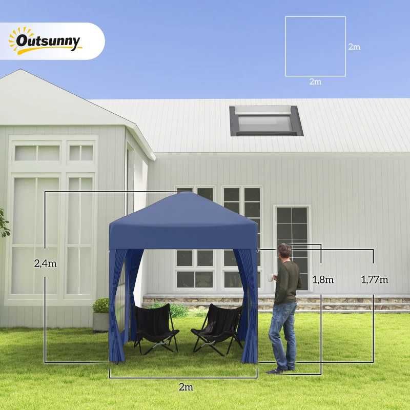 Outsunny Разгъваща се беседка, шатра, 4 подвижни странични стени