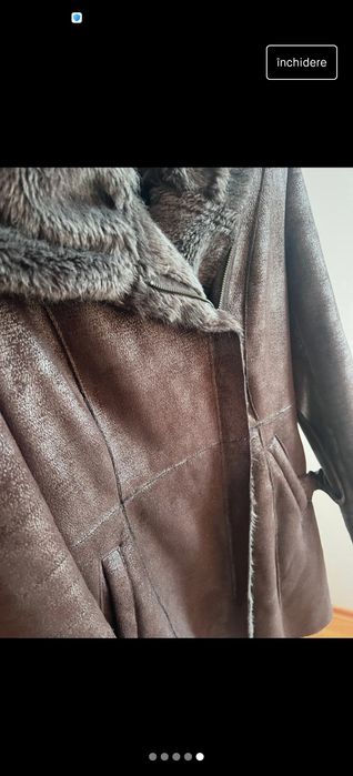 Cojoc Promod din blana piele intoarsa+ blana artificiala