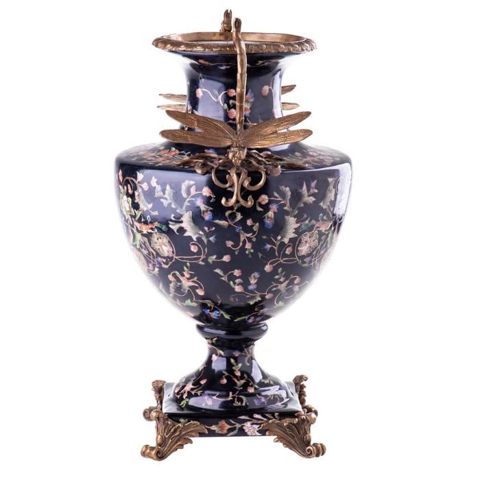 Vază din portelan și detalii din bronz lucrate manual