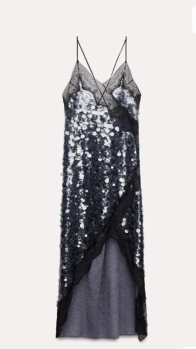 Вечерна рокля Zara с дантела и пайети