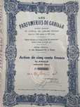 actiune 1923 Franta Parfumeries de Gabilla  500 Franci cu cupoane
