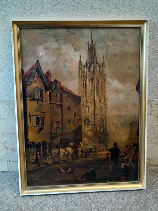 Tablou  , litografie,  rama lemn,  90 cm / 70 cm