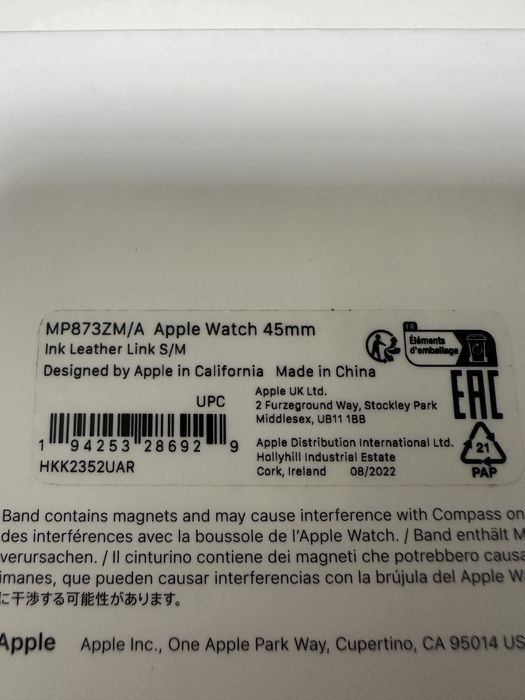 Каишка Apple Watch 45mm Ink Leather