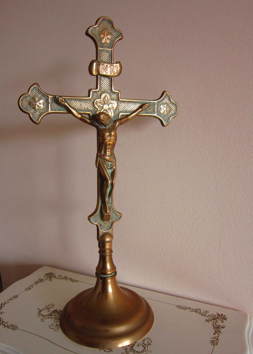 cadou deosebit rar alama aurita crucifix/cruce vintage colectie Franta