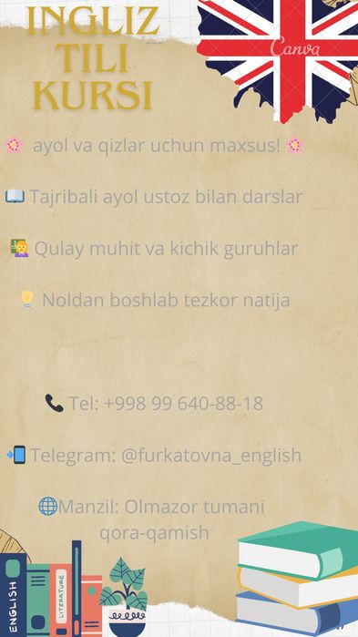 Ingliz tili kurslari ayol va qizlar uchun  (CEFR va IELTS ga biz bilan