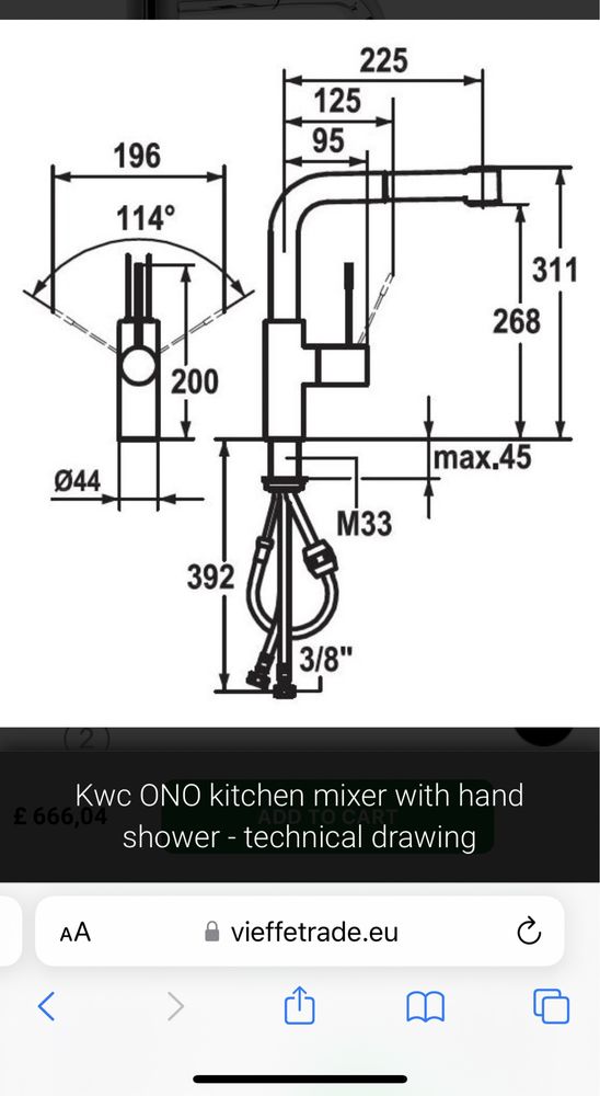Смесител за кухня с душ KVC ONO