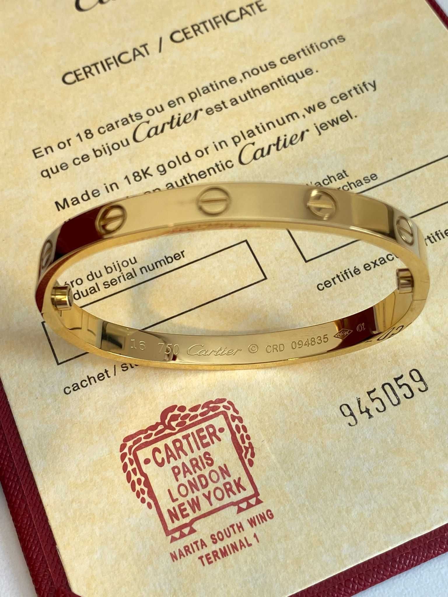 Brățară model Cartier LOVE 19 Gold 750