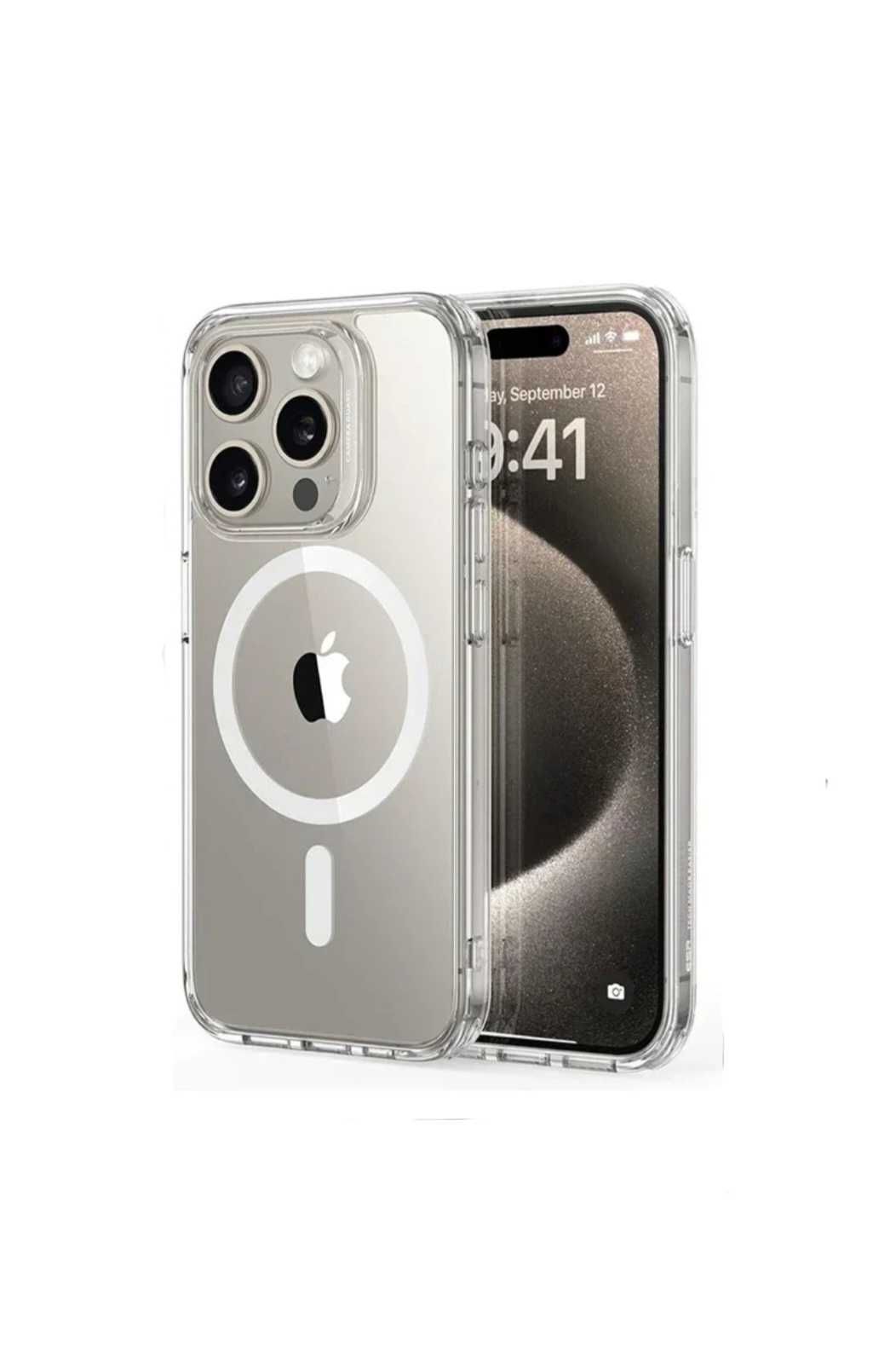 Husa MagSafe iPhone 15 Pro / Plus / Cerc Magnetic / Transparenta