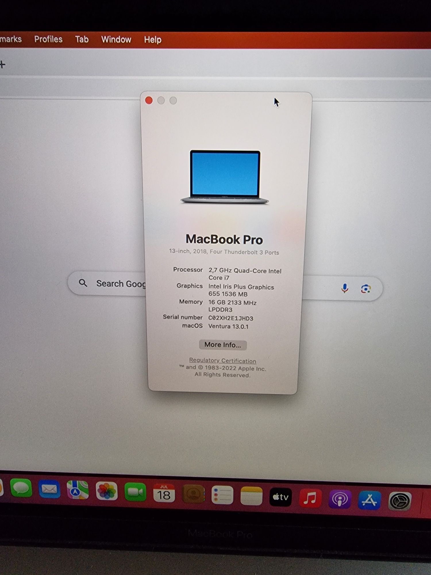Apple MacBook PRO 2018