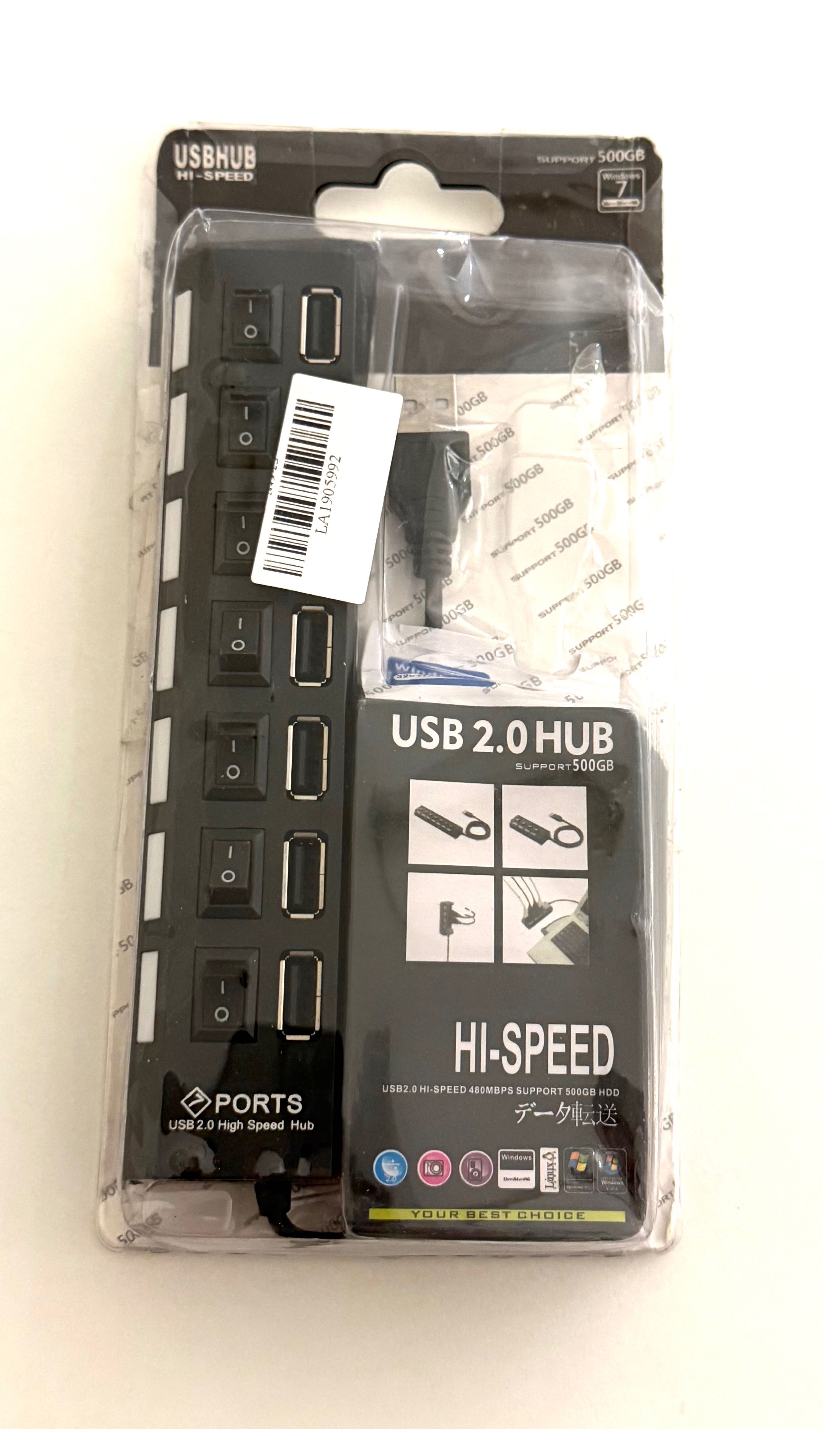 7-портов USB хъб със супер бърз 480mbps високоскоростен трансфер