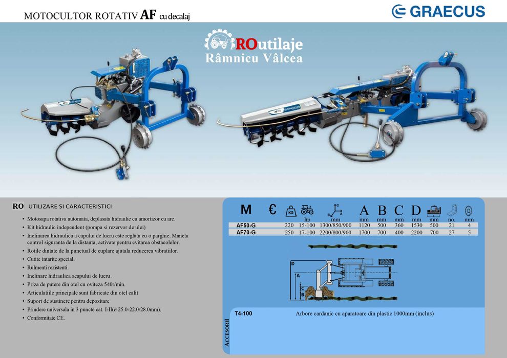 Freza cu palpator nouă, 50/70 cm, pentru vie și livadă, stoc Rm Vâlcea