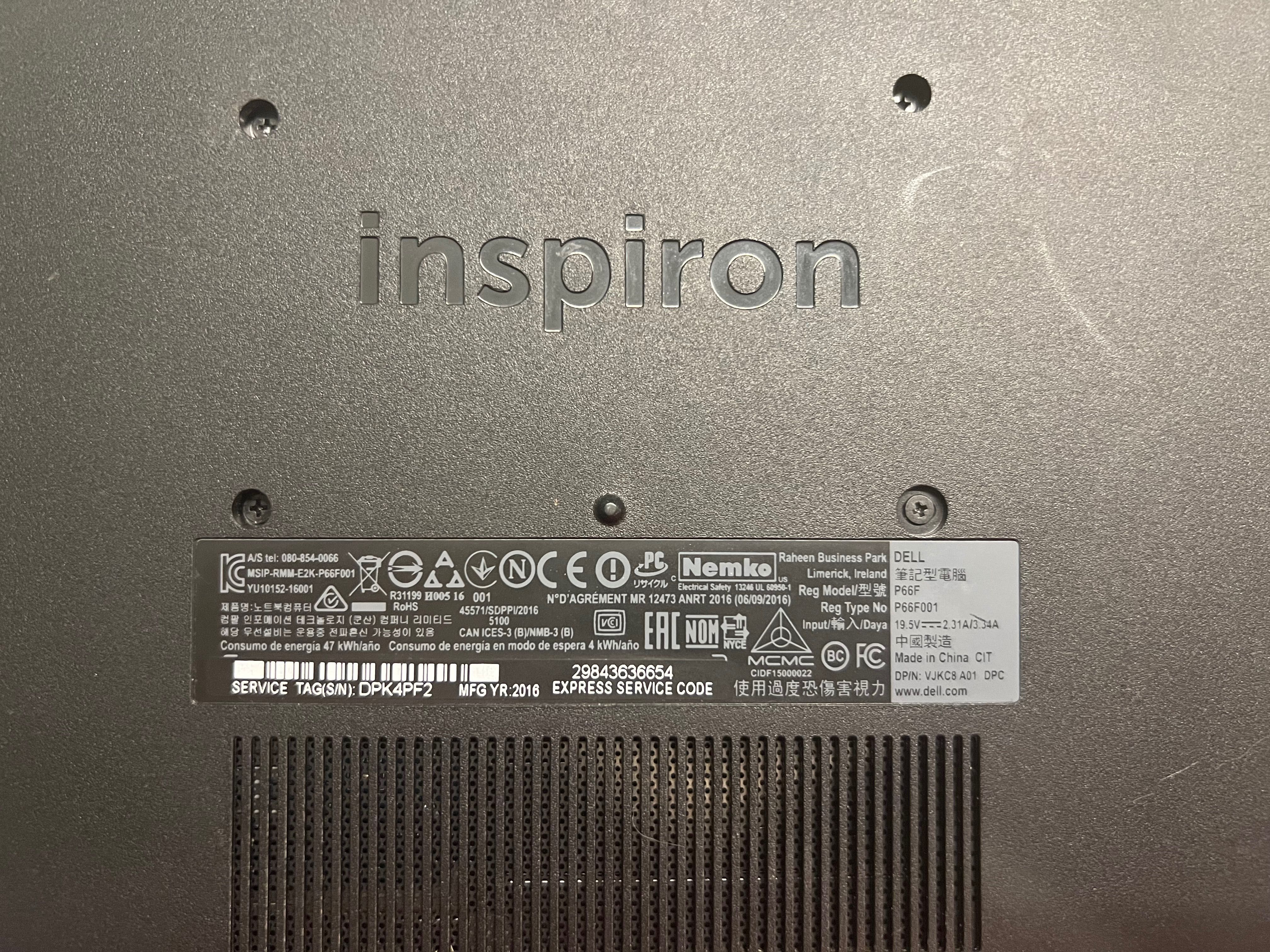Dell Inspiron 5567 - 8GB - i5 7th generation
