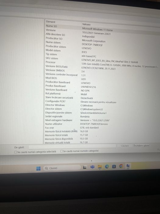 Vand Laptop Lenovo IdeaPad Slim 3 (83ES) Intel ICoreI5 12450H