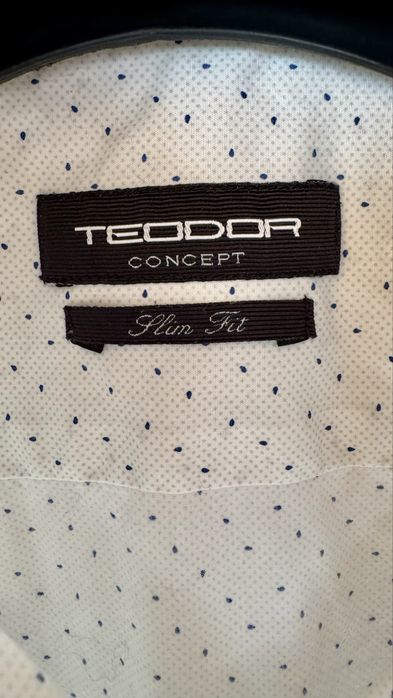 Teodor Бяла риза с ситен фигурален принт