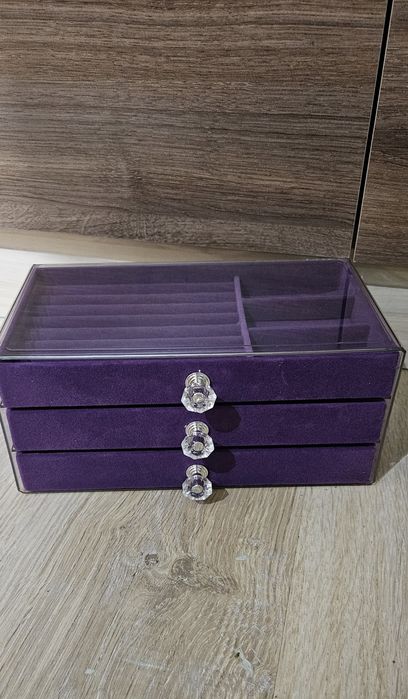 Organizator caseta cutie bijuterii aur argint inel cercei brățară