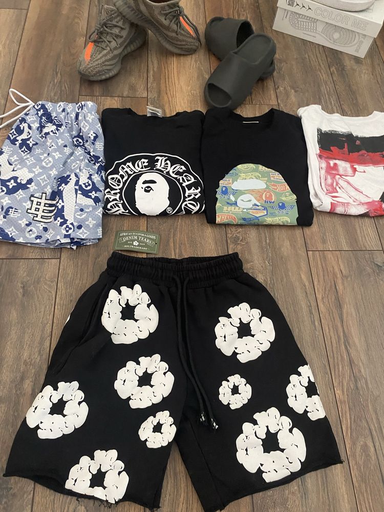 Pantaloni scurti denim tears