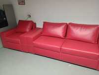 Set canapea și fotoliu din piele roșie