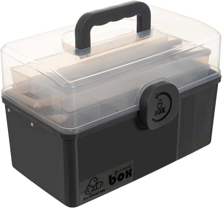 Organizator medicamente cu maner si inchidere sigura cutie depozitare