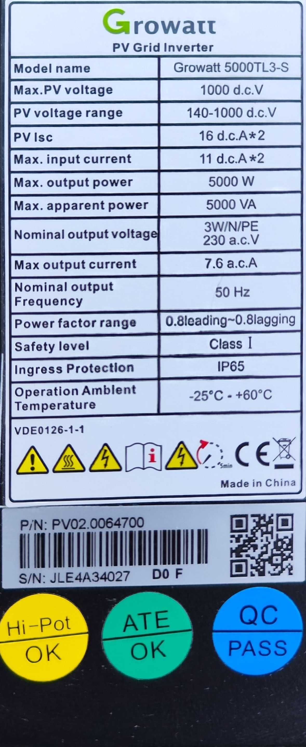 Tрифазен соларен инвертор Growatt 5kW – 5000TL3-S