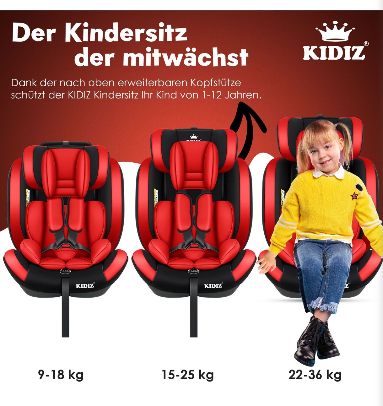 Детски столчета за кола Група 1+2+3 , 9-36 кг 5-точков предпазен колан