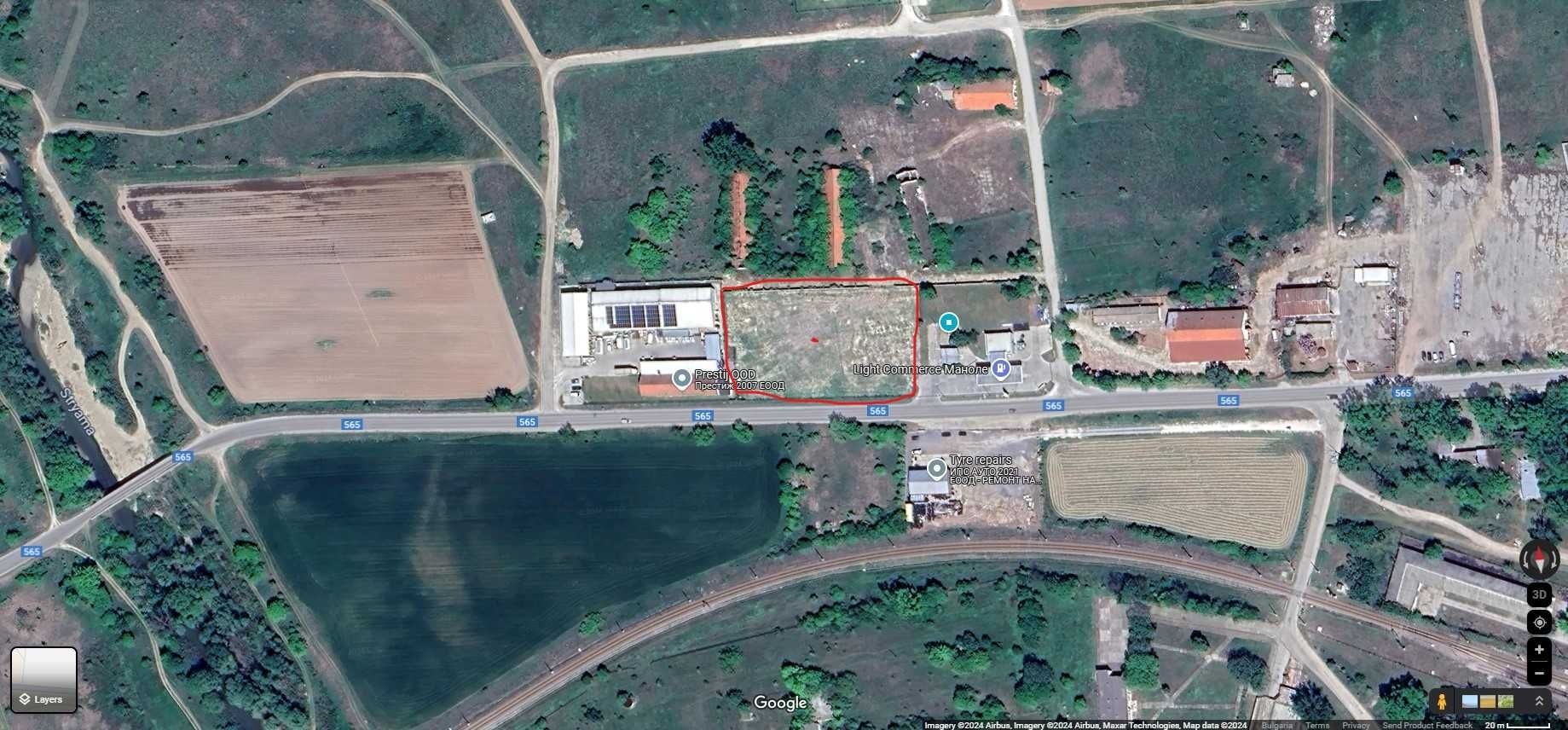 Продава се парцел в регулация в с. Маноле(за цех, склад,производство)