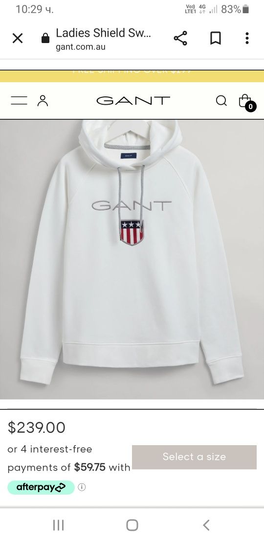 GANT Shield Hoodie Womens Size L НОВО! ОРИГИНАЛ! Дамски Суичър!