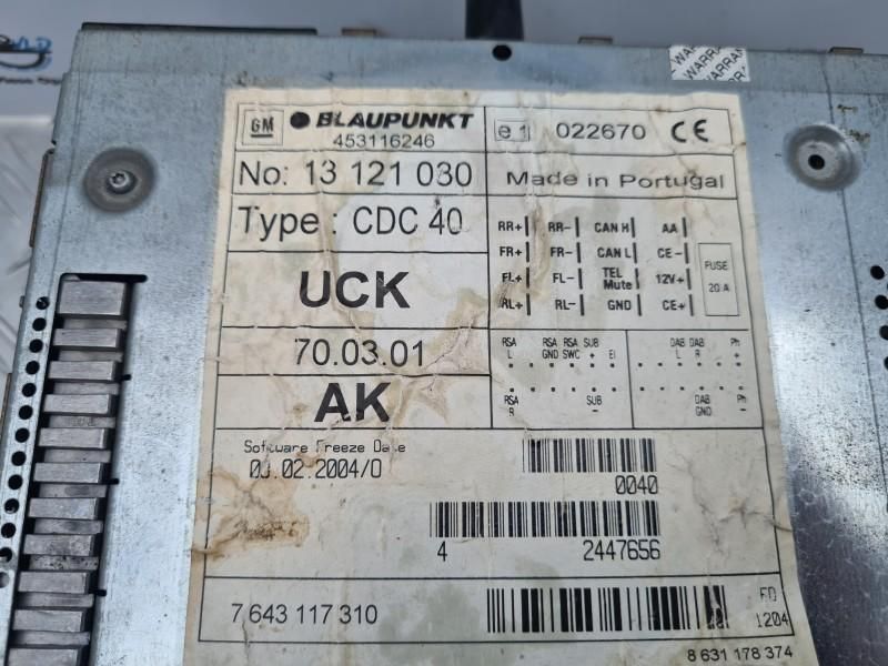 CD Player radio CDC 40 Opera Opel Astra H GTC