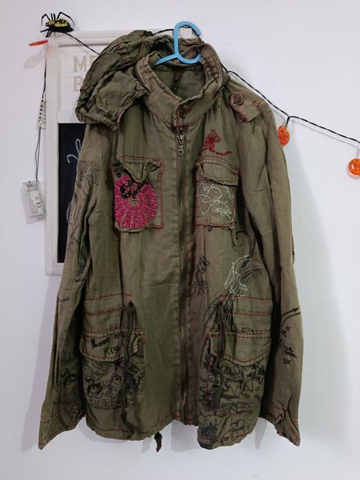 Jacheta Desigual Kiss Love Sex dama mărimea XS S 36 Hippie Punk Rock.I