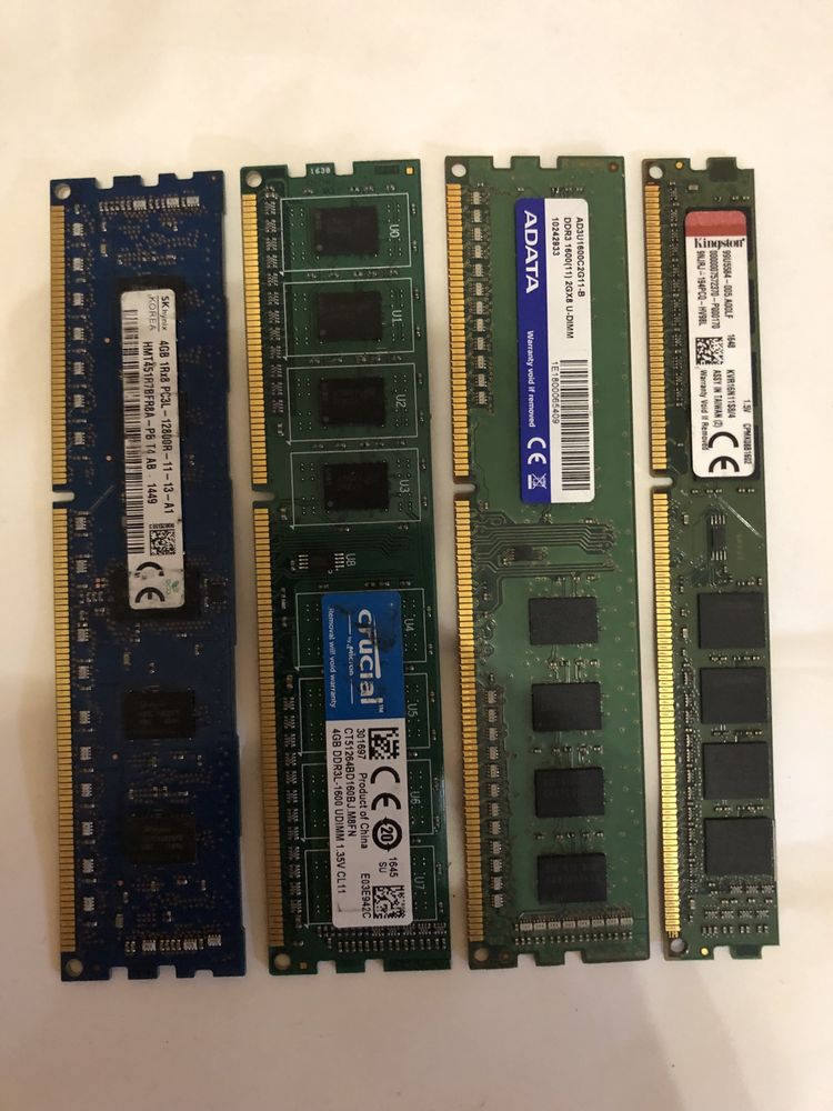 DDR3 оперативная память 4gb и 1gb