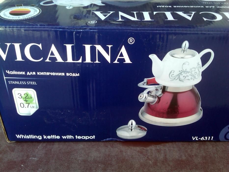 Чайник со свистком VICALINA 2в1.Новый.