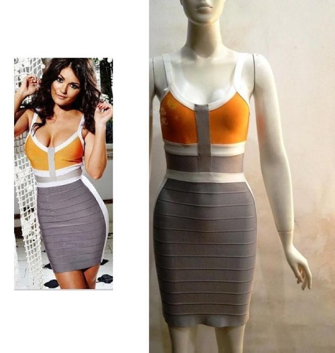 Herve Leg rochie stramta mulata fara etichete Rosu din benzi/gri alb