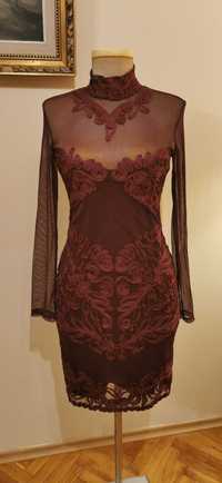 Официална рокля,, Patsy Seddon "England размер 14 Uk/L - XL Бордо