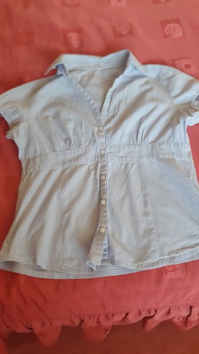 Set 2 camasi damq maneca scurta bumbac cu dungi S
