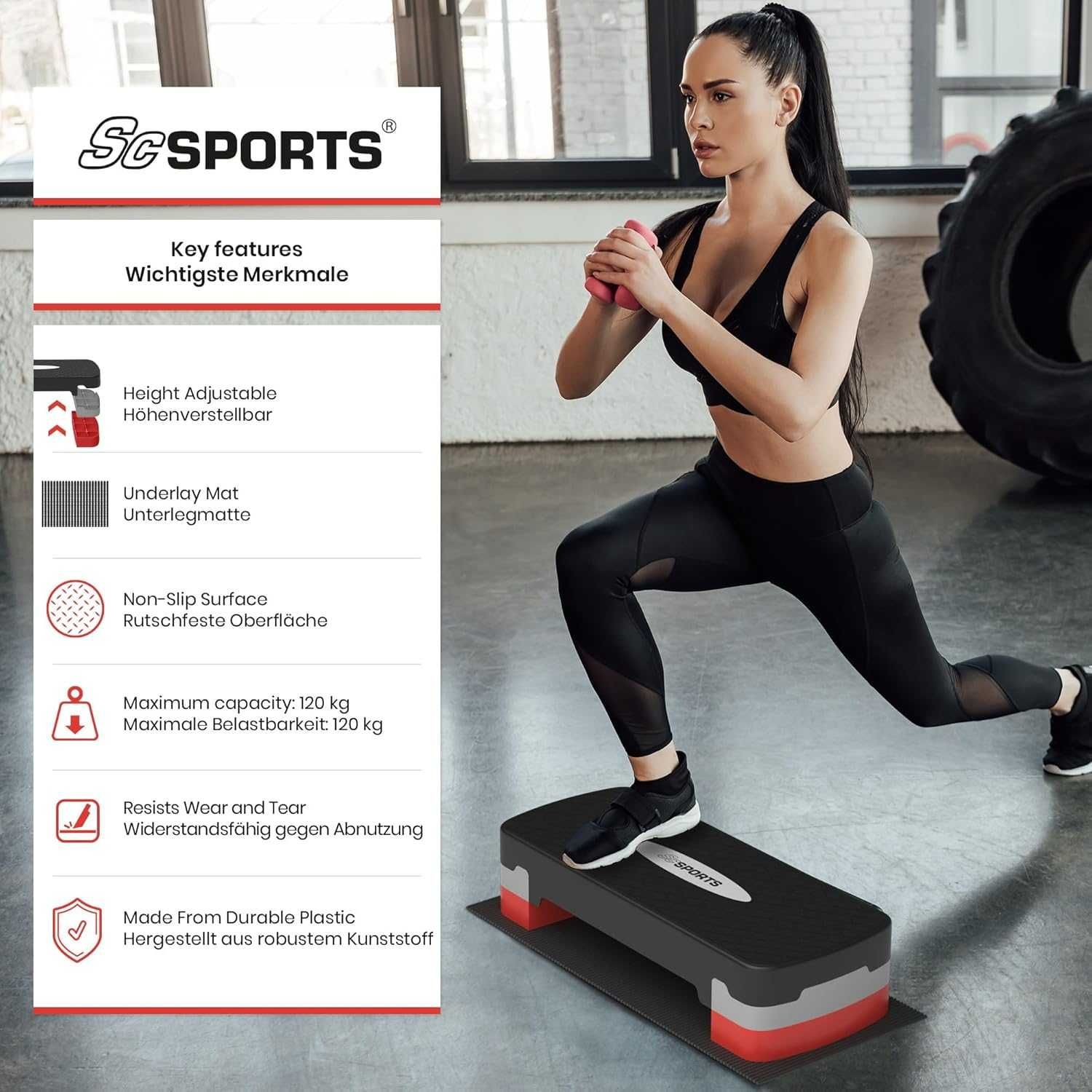 *Stepper fitness Înălțime reglabilă, inclusiv covoraș
