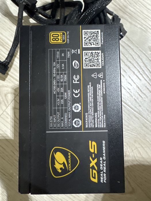 блок питания от cougar gx-s 750 w 80 plus gold. Состояние отличное