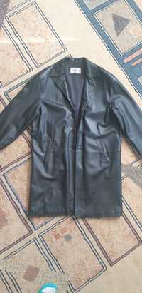 Кожаный мужской плащ, куртка, пальто