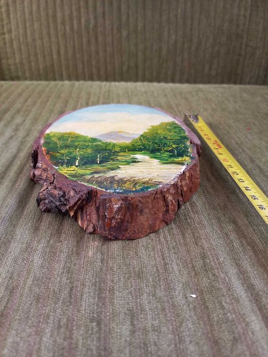 Картина пейзаж върху дърво