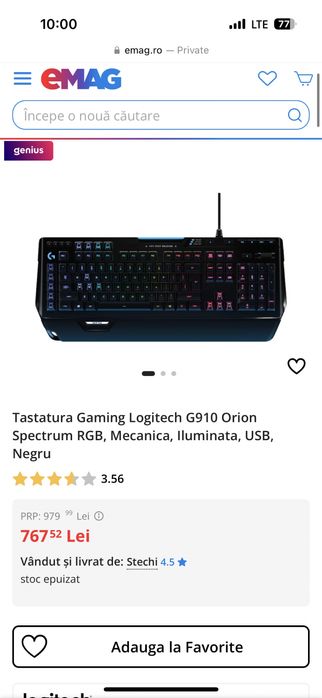 Tastatura Mecanica Logitech G910 Orion Spectrum Rgb