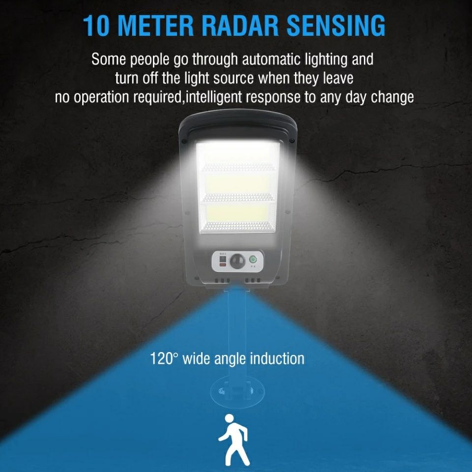 Lampa Stradala Cu Incarcare Solara Si Senzor De Miscare + Telecomanda